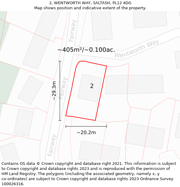 2, WENTWORTH WAY, SALTASH, PL12 4DG: Plot and title map