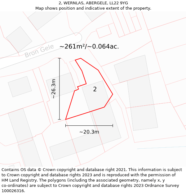 2, WERNLAS, ABERGELE, LL22 9YG: Plot and title map