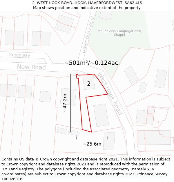 2, WEST HOOK ROAD, HOOK, HAVERFORDWEST, SA62 4LS: Plot and title map