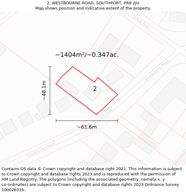 2, WESTBOURNE ROAD, SOUTHPORT, PR8 2JU: Plot and title map