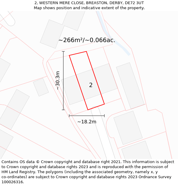 2, WESTERN MERE CLOSE, BREASTON, DERBY, DE72 3UT: Plot and title map