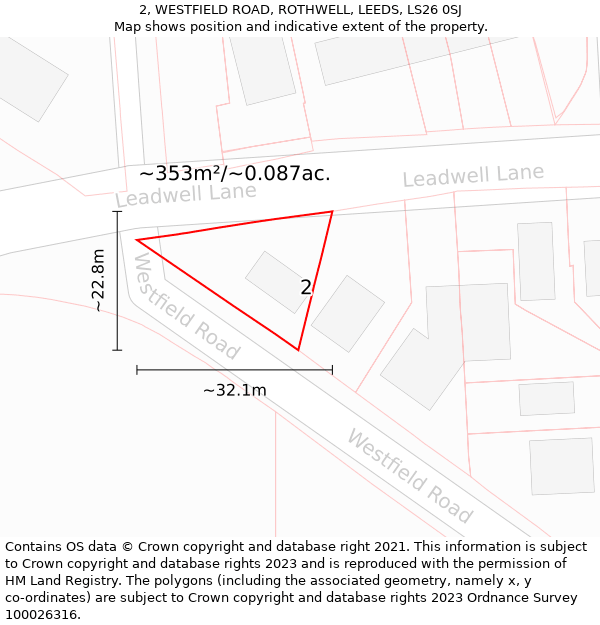 2, WESTFIELD ROAD, ROTHWELL, LEEDS, LS26 0SJ: Plot and title map