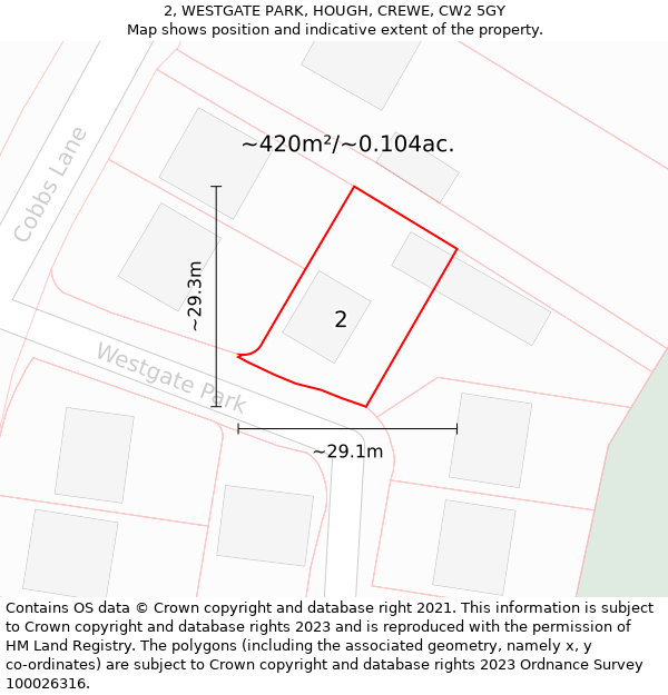 2, WESTGATE PARK, HOUGH, CREWE, CW2 5GY: Plot and title map