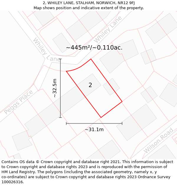 2, WHILEY LANE, STALHAM, NORWICH, NR12 9FJ: Plot and title map