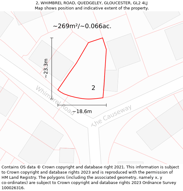 2, WHIMBREL ROAD, QUEDGELEY, GLOUCESTER, GL2 4LJ: Plot and title map