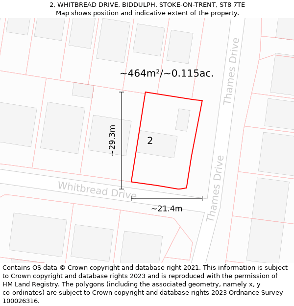 2, WHITBREAD DRIVE, BIDDULPH, STOKE-ON-TRENT, ST8 7TE: Plot and title map