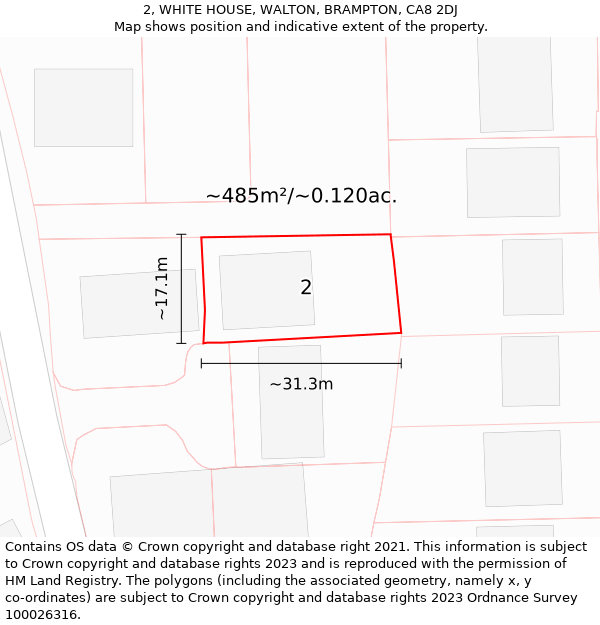 2, WHITE HOUSE, WALTON, BRAMPTON, CA8 2DJ: Plot and title map