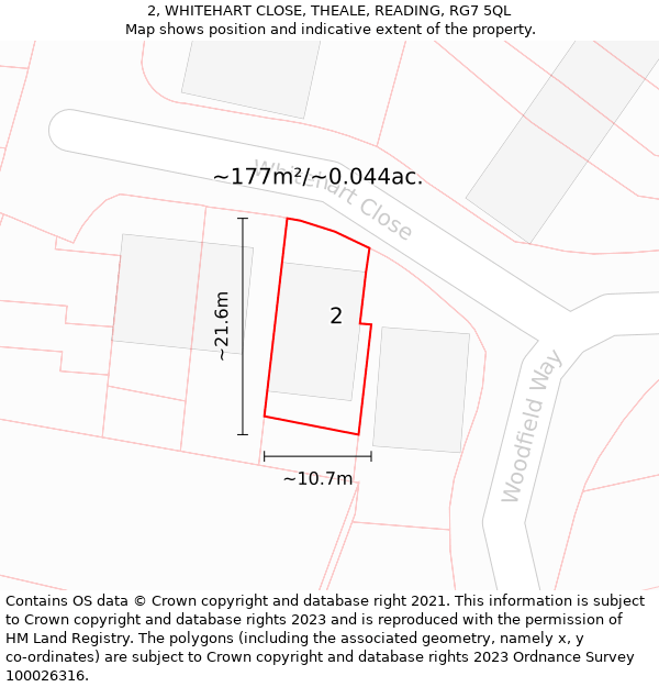 2, WHITEHART CLOSE, THEALE, READING, RG7 5QL: Plot and title map