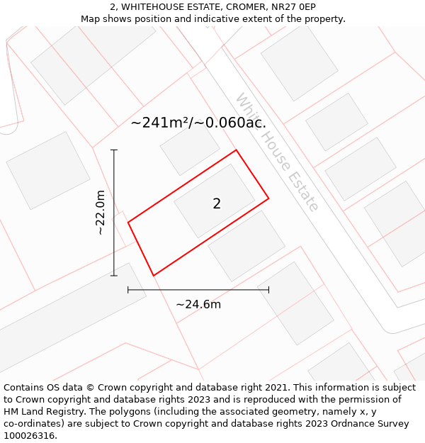 2, WHITEHOUSE ESTATE, CROMER, NR27 0EP: Plot and title map