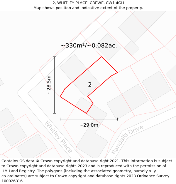 2, WHITLEY PLACE, CREWE, CW1 4GH: Plot and title map