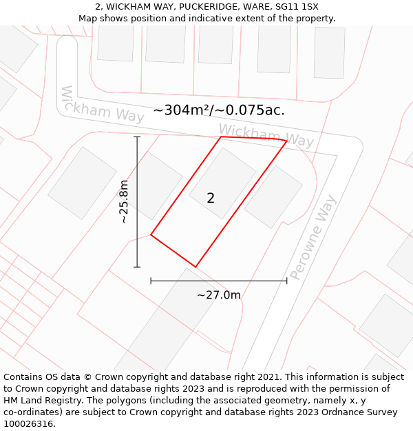 2, WICKHAM WAY, PUCKERIDGE, WARE, SG11 1SX: Plot and title map