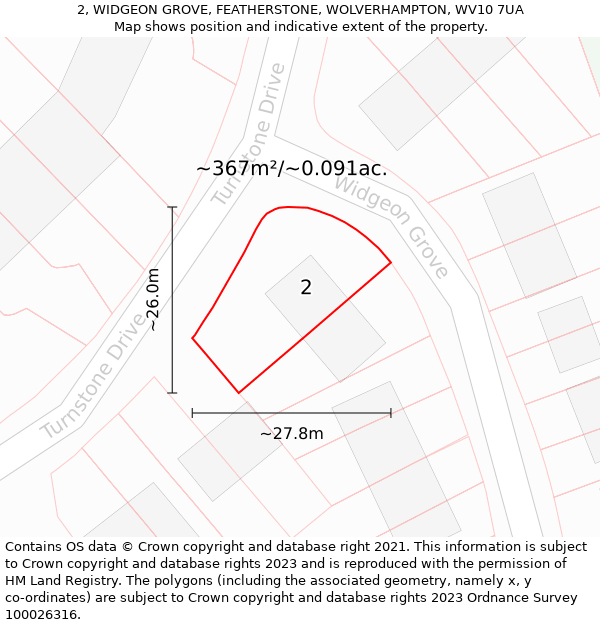 2, WIDGEON GROVE, FEATHERSTONE, WOLVERHAMPTON, WV10 7UA: Plot and title map