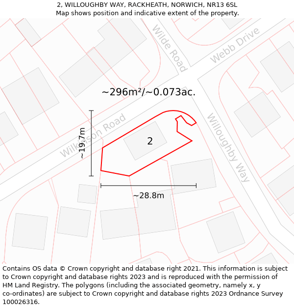 2, WILLOUGHBY WAY, RACKHEATH, NORWICH, NR13 6SL: Plot and title map