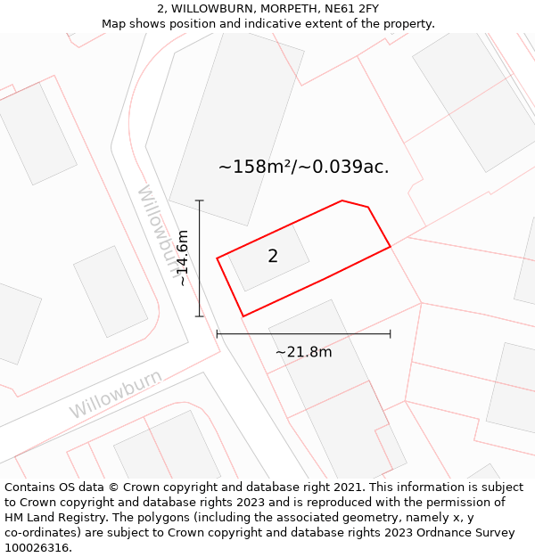 2, WILLOWBURN, MORPETH, NE61 2FY: Plot and title map