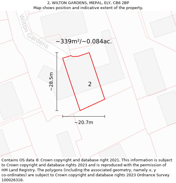 2, WILTON GARDENS, MEPAL, ELY, CB6 2BP: Plot and title map