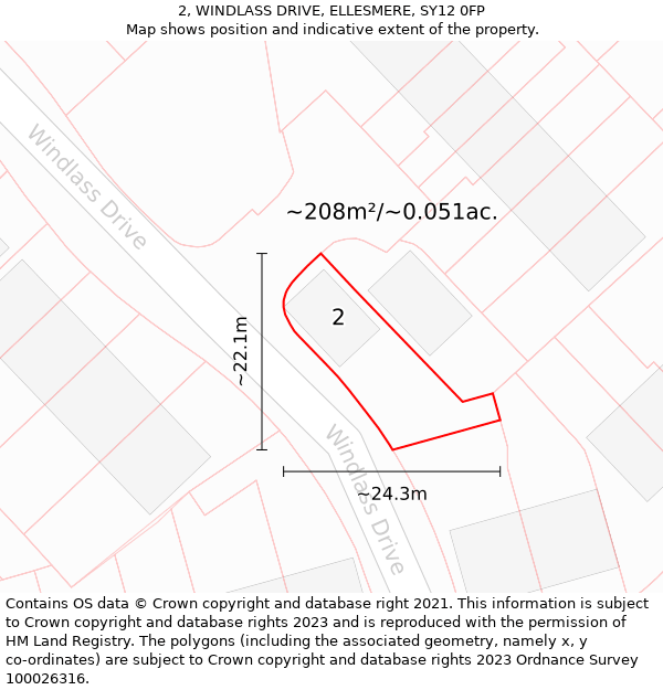 2, WINDLASS DRIVE, ELLESMERE, SY12 0FP: Plot and title map