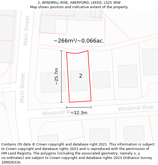 2, WINDMILL RISE, ABERFORD, LEEDS, LS25 3EW: Plot and title map