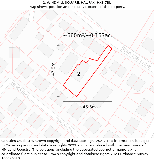 2, WINDMILL SQUARE, HALIFAX, HX3 7BL: Plot and title map