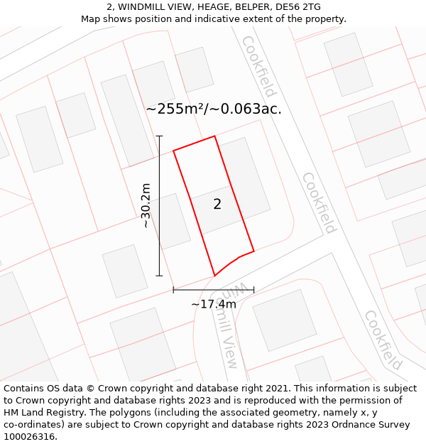 2, WINDMILL VIEW, HEAGE, BELPER, DE56 2TG: Plot and title map