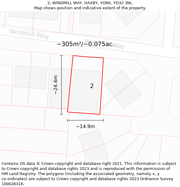 2, WINDMILL WAY, HAXBY, YORK, YO32 3NL: Plot and title map