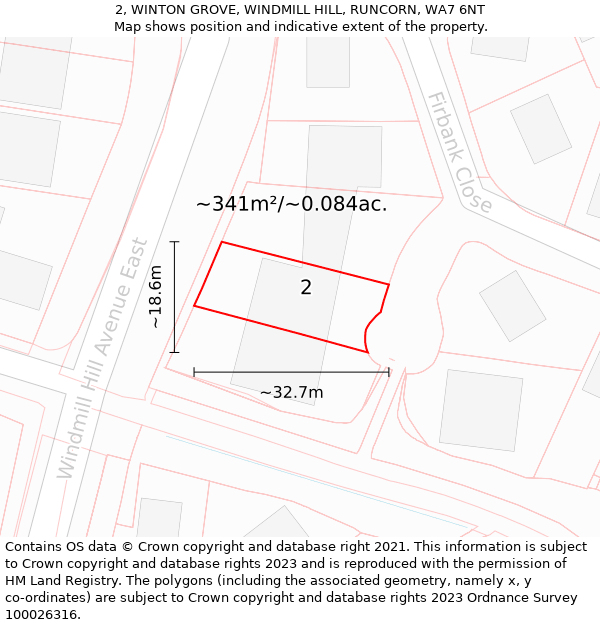 2, WINTON GROVE, WINDMILL HILL, RUNCORN, WA7 6NT: Plot and title map