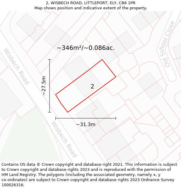 2, WISBECH ROAD, LITTLEPORT, ELY, CB6 1PR: Plot and title map