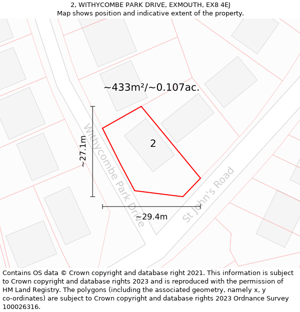 2, WITHYCOMBE PARK DRIVE, EXMOUTH, EX8 4EJ: Plot and title map