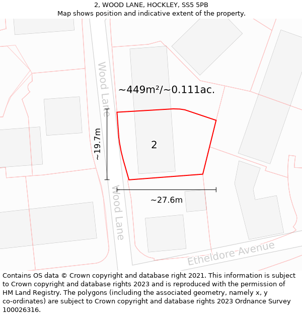 2, WOOD LANE, HOCKLEY, SS5 5PB: Plot and title map