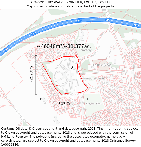 2, WOODBURY WALK, EXMINSTER, EXETER, EX6 8TR: Plot and title map