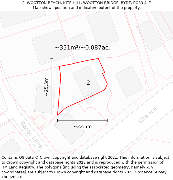 2, WOOTTON REACH, KITE HILL, WOOTTON BRIDGE, RYDE, PO33 4LE: Plot and title map