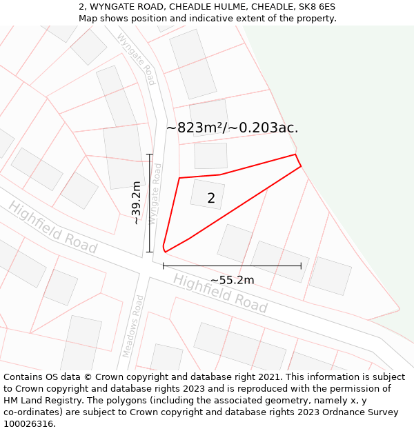 2, WYNGATE ROAD, CHEADLE HULME, CHEADLE, SK8 6ES: Plot and title map