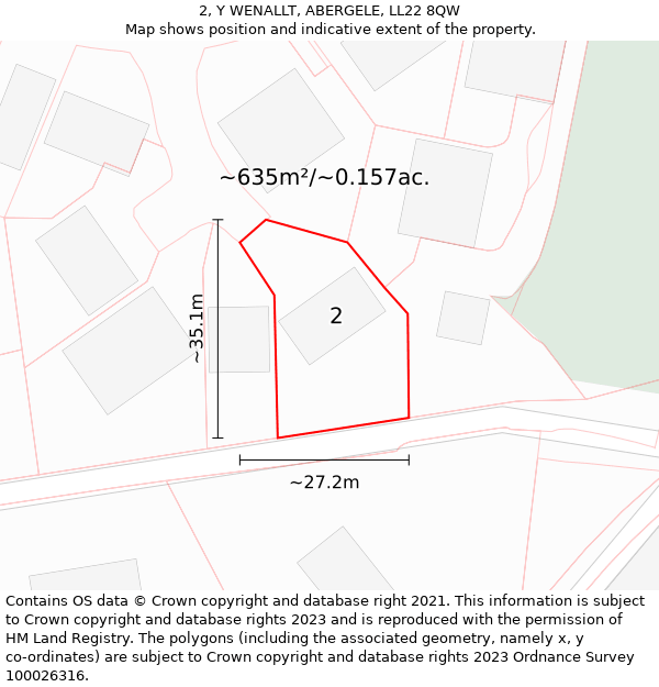 2, Y WENALLT, ABERGELE, LL22 8QW: Plot and title map