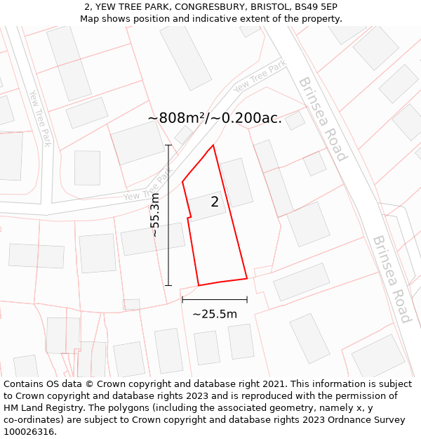 2, YEW TREE PARK, CONGRESBURY, BRISTOL, BS49 5EP: Plot and title map