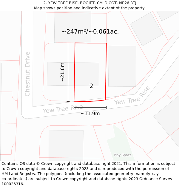 2, YEW TREE RISE, ROGIET, CALDICOT, NP26 3TJ: Plot and title map