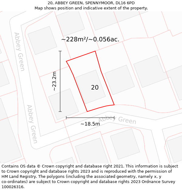 20, ABBEY GREEN, SPENNYMOOR, DL16 6PD: Plot and title map