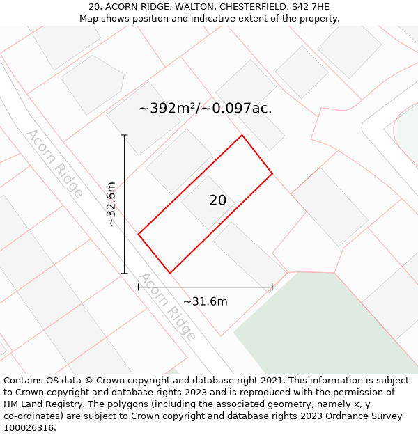 20, ACORN RIDGE, WALTON, CHESTERFIELD, S42 7HE: Plot and title map