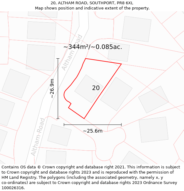 20, ALTHAM ROAD, SOUTHPORT, PR8 6XL: Plot and title map