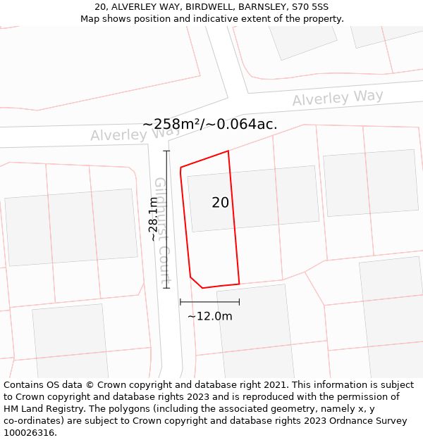 20, ALVERLEY WAY, BIRDWELL, BARNSLEY, S70 5SS: Plot and title map