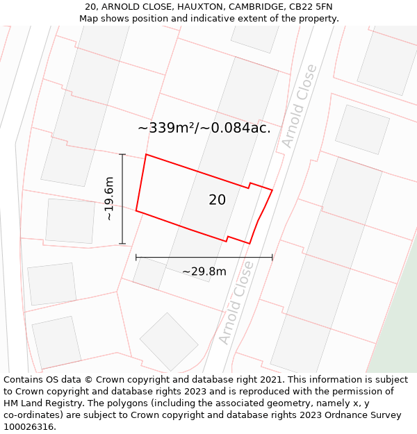 20, ARNOLD CLOSE, HAUXTON, CAMBRIDGE, CB22 5FN: Plot and title map