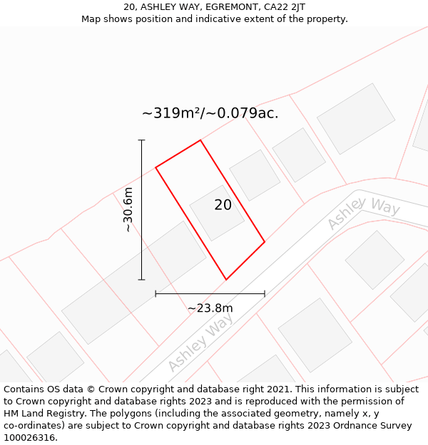 20, ASHLEY WAY, EGREMONT, CA22 2JT: Plot and title map