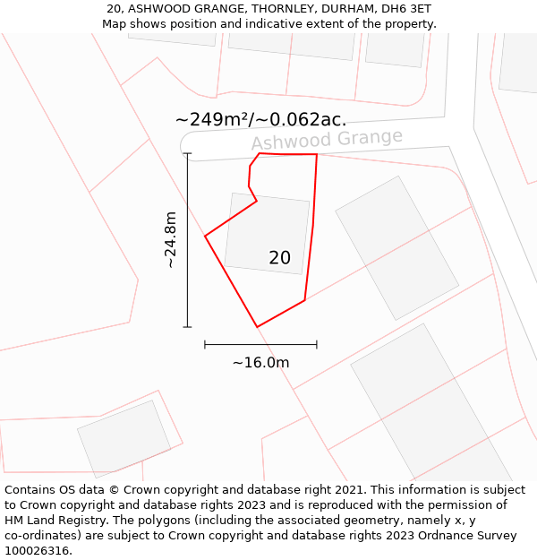 20, ASHWOOD GRANGE, THORNLEY, DURHAM, DH6 3ET: Plot and title map