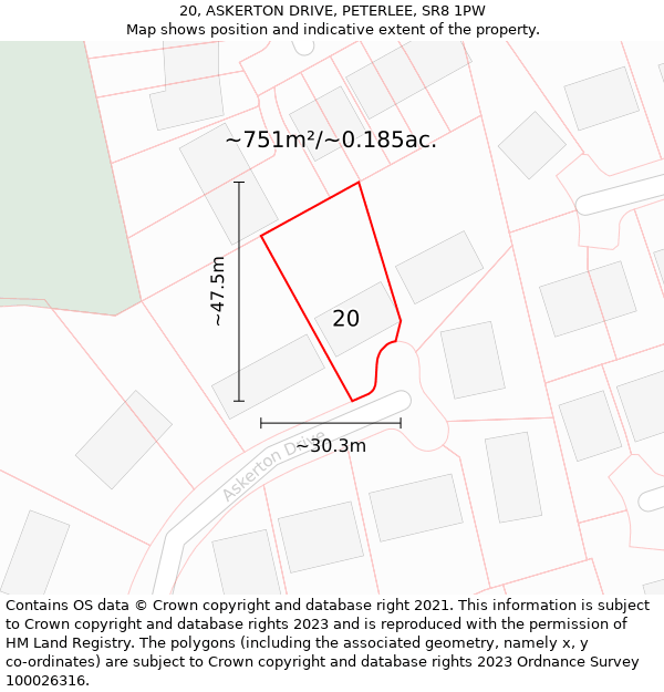 20, ASKERTON DRIVE, PETERLEE, SR8 1PW: Plot and title map