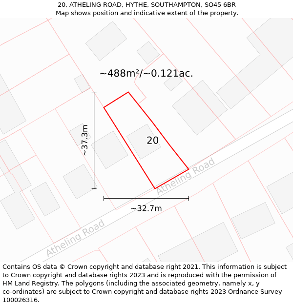 20, ATHELING ROAD, HYTHE, SOUTHAMPTON, SO45 6BR: Plot and title map
