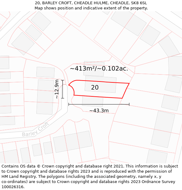 20, BARLEY CROFT, CHEADLE HULME, CHEADLE, SK8 6SL: Plot and title map