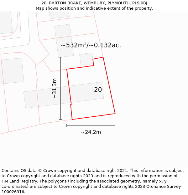 20, BARTON BRAKE, WEMBURY, PLYMOUTH, PL9 0BJ: Plot and title map