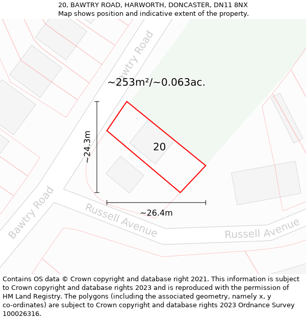 20, BAWTRY ROAD, HARWORTH, DONCASTER, DN11 8NX: Plot and title map