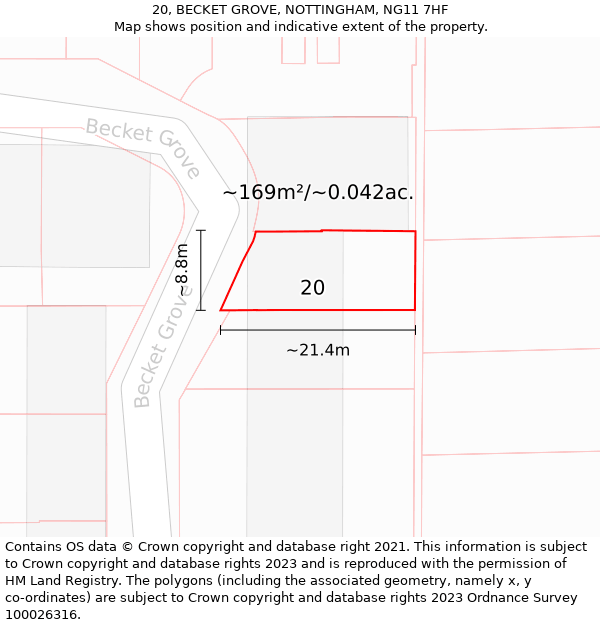 20, BECKET GROVE, NOTTINGHAM, NG11 7HF: Plot and title map