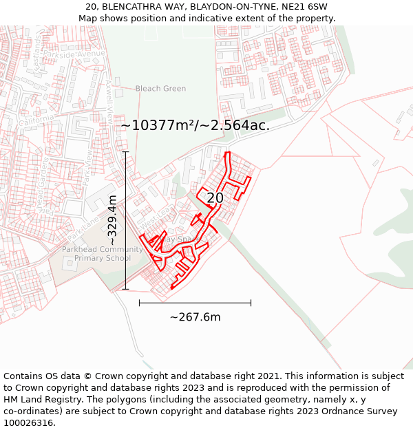 20, BLENCATHRA WAY, BLAYDON-ON-TYNE, NE21 6SW: Plot and title map