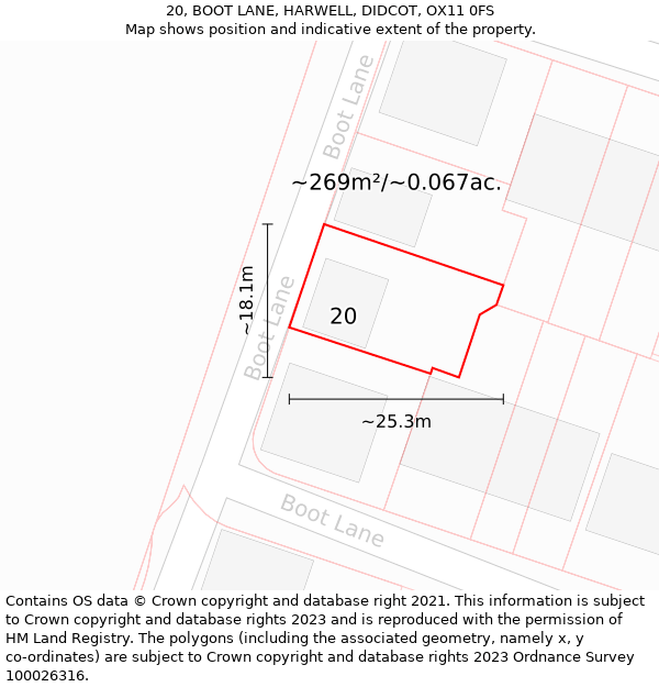 20, BOOT LANE, HARWELL, DIDCOT, OX11 0FS: Plot and title map