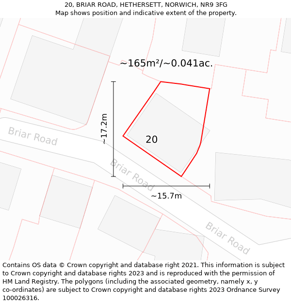 20, BRIAR ROAD, HETHERSETT, NORWICH, NR9 3FG: Plot and title map